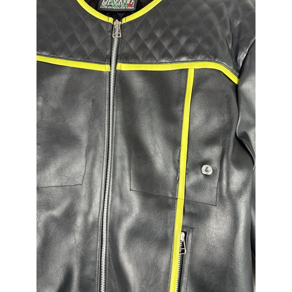 Vintage LIP SERVICE Rock Moto Full Zip Jacket Womens Size Large PVC Cloth USA - Picture 8 of 16